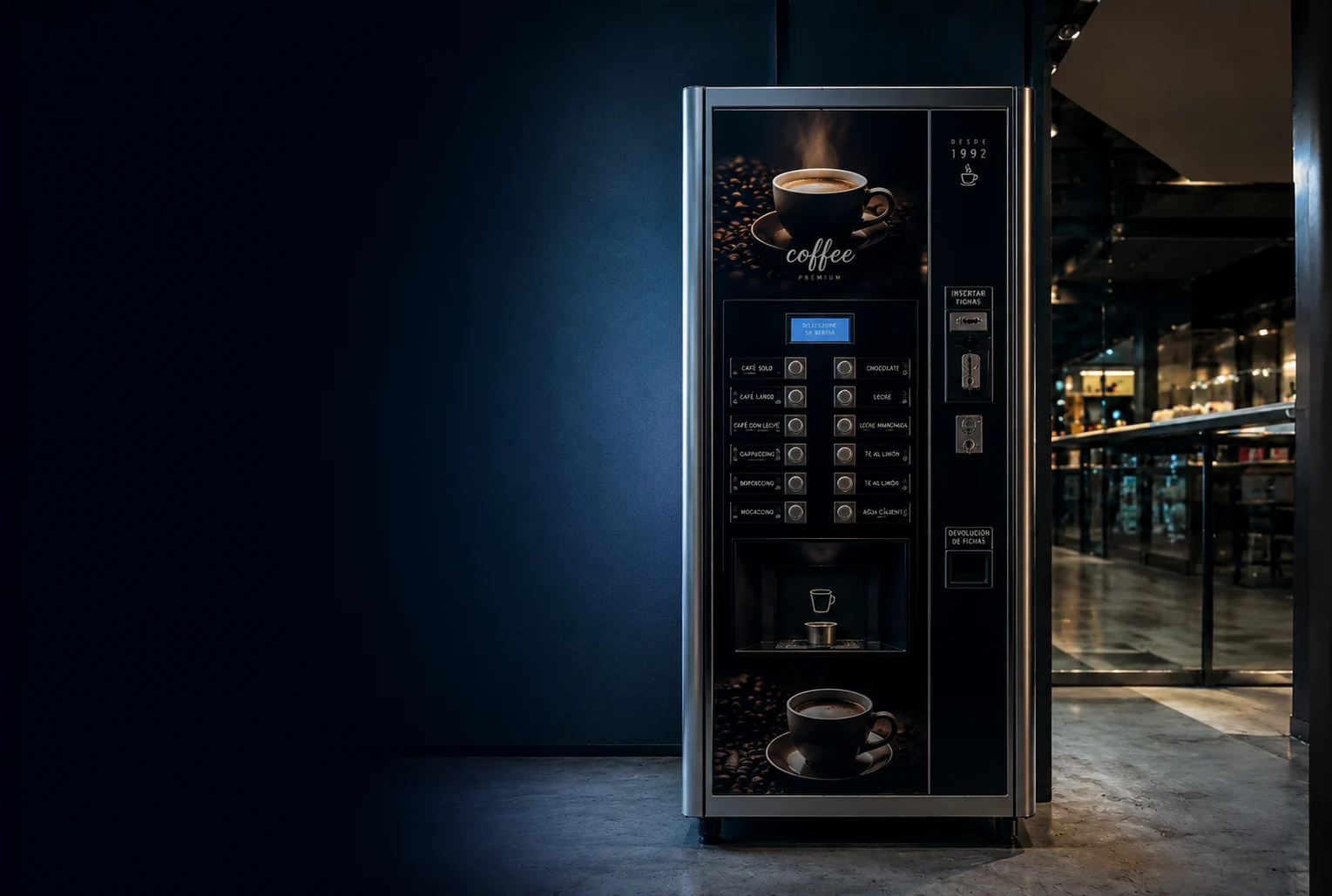 Máquina de café con cobro QR